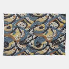 Abstrakta krullor, prickar och sicksack-mönster kökshandduk