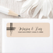 Abstrakta Linjer Tan Bröllopslabel