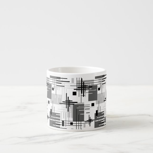 Abstrakta moderna geometriska former randiga linje espressomugg (Framsidan)