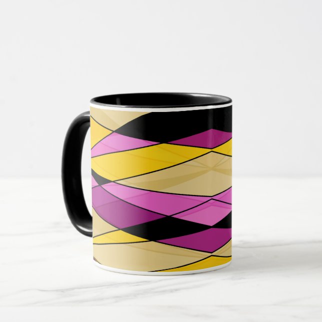 Abstrakta moderna geometriska former trianglar ros mugg (Framsida vänster)