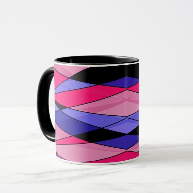 Abstrakta moderna geometriska former trianglar ros mugg (Framsida vänster)