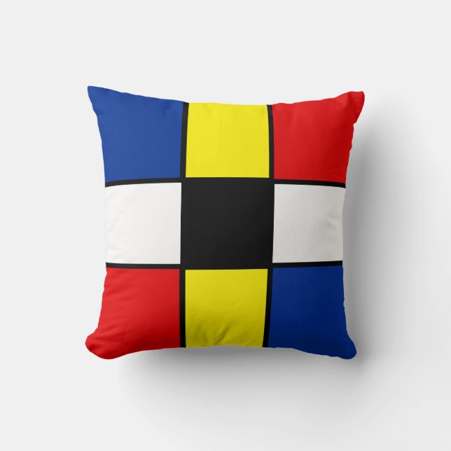 Abstrakta Mondrian Style Rutor Kastkudde Kudde (Framsida)