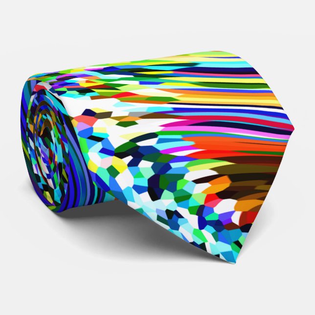 Abstrakta Mönster Teal Flerfärgad Färgrik Lysande Slips (Rullad)