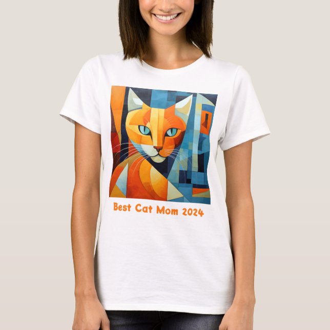 Abstrakta Morrhår: Bästa Kattmamma T Shirt (Framsida)