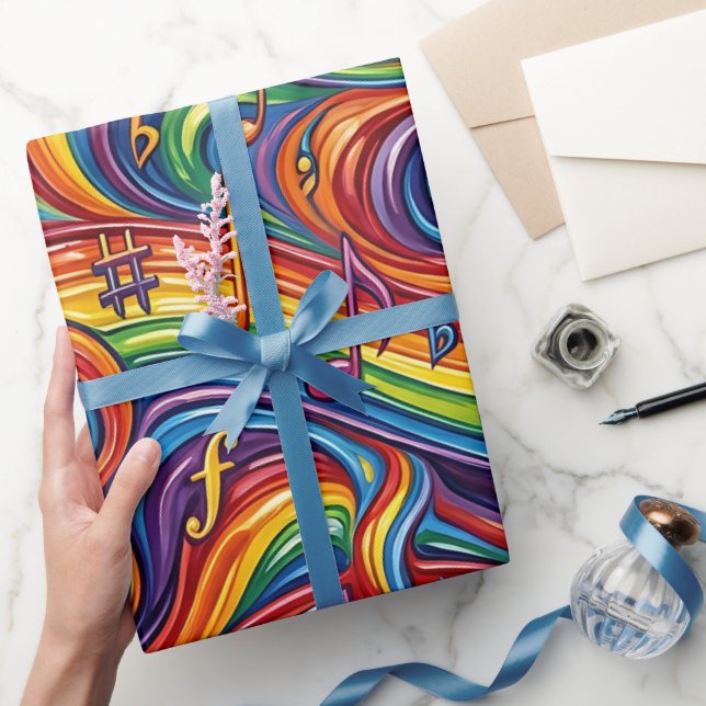 Abstrakta musiknoter som smälter inpackningspapper presentpapper (Gifting)