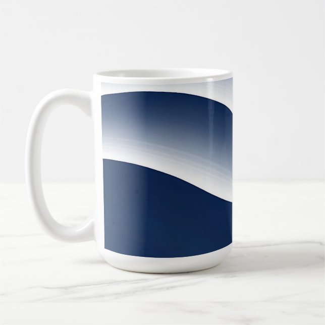Abstrakta Navyblå Havsvågor Kaffemugg (Vänster)