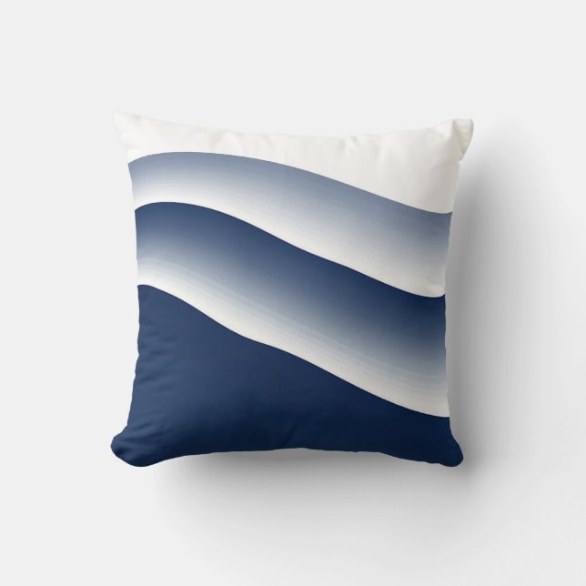 Abstrakta Navyblå Havsvågor Kudde (Framsida)