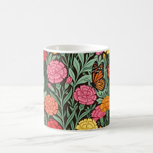 Abstrakta nejlikor Monarkfjäril Kaffe Mugg (Center)