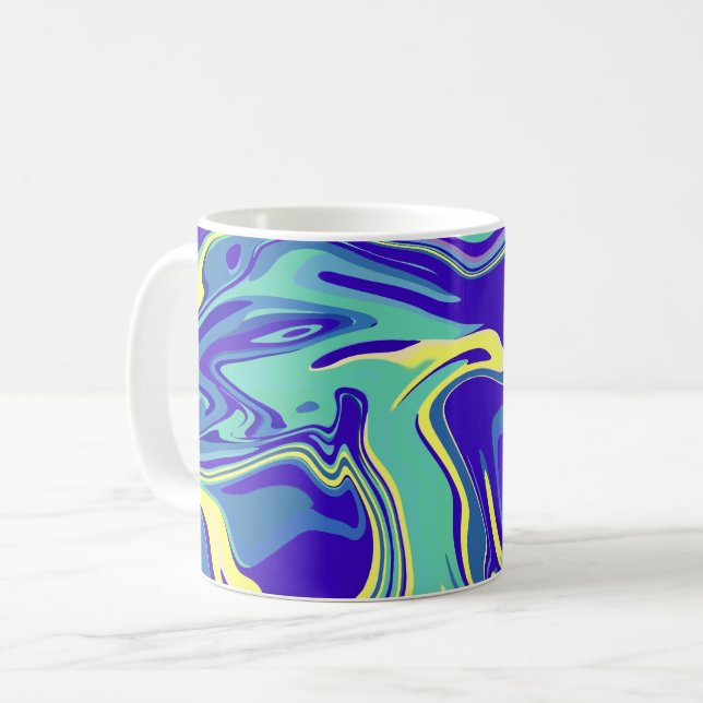 Abstrakta Oceaniska Virvlar Kaffemugg (Framsida vänster)
