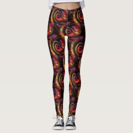 Abstrakta ögon i röda och purpurfärger leggings