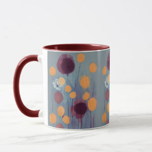 Abstrakta orange och rosa blommor mugg