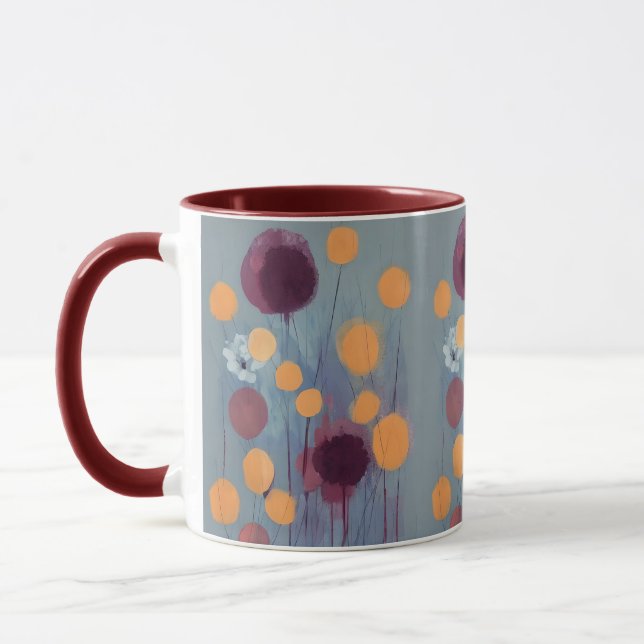 Abstrakta orange och rosa blommor mugg (Vänster)