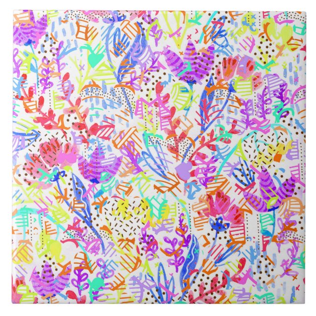 Abstrakta pastellblommor kakelplatta (Framsidan)