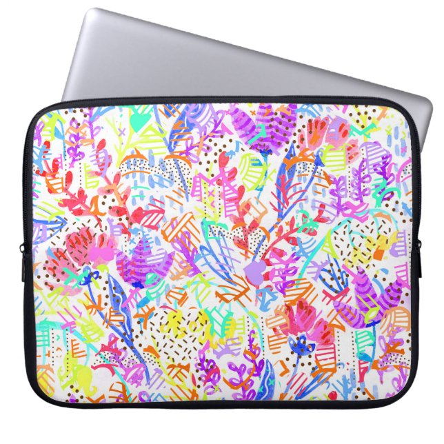 Abstrakta pastellblommor laptop fodral (Framsidan)