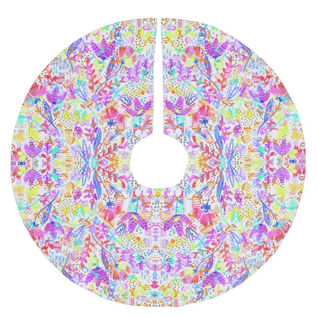Abstrakta pastellfärgade blommor julgransmatta borstad polyester (Framsidan)