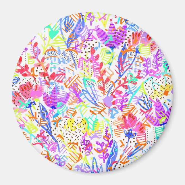 Abstrakta pastellfärgade blommor magnet (Framsidan)