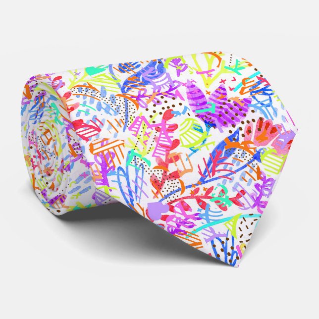 Abstrakta pastellfärgade blommor slips (Rullad)