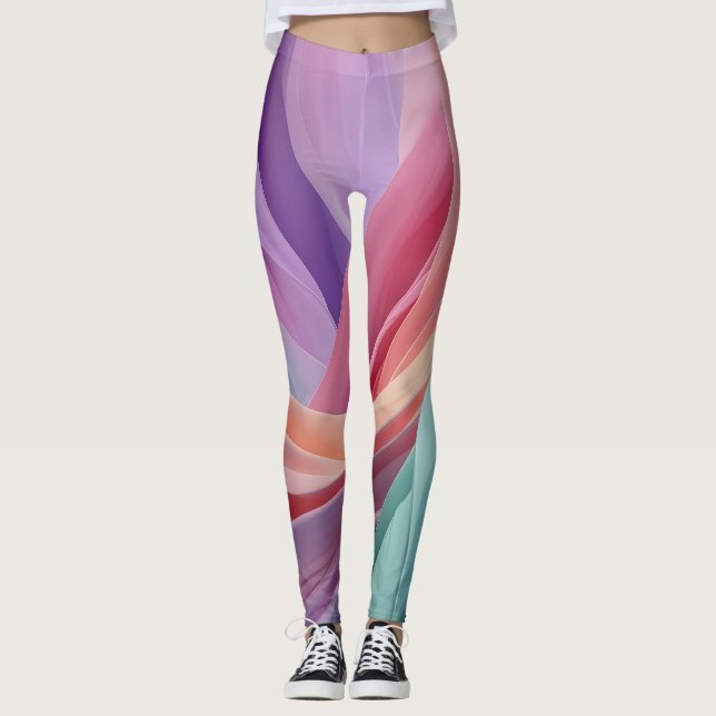 Abstrakta Pastelltygsvågor  Leggings (Framsida)