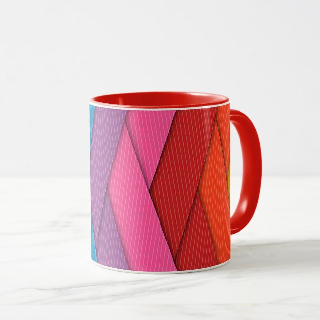 Abstrakta ränder, färgglada, mugg (Framsida höger)