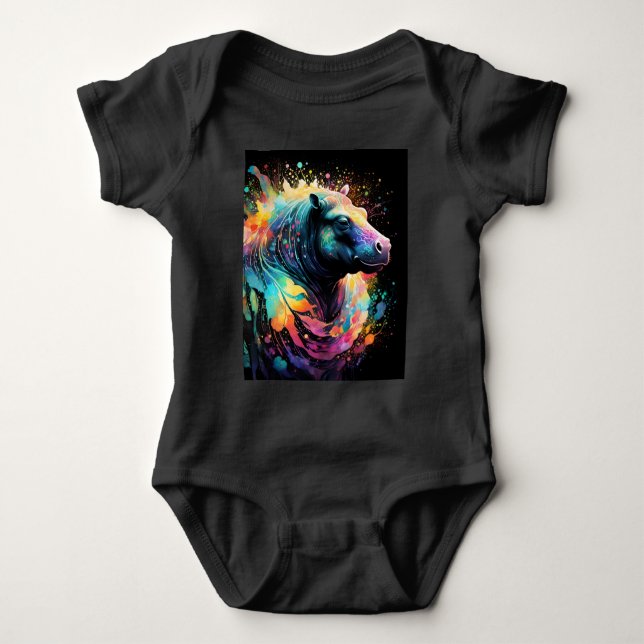 Abstrakta Reflektioner: Den Målade Flodhästen, T Shirt (Framsida)