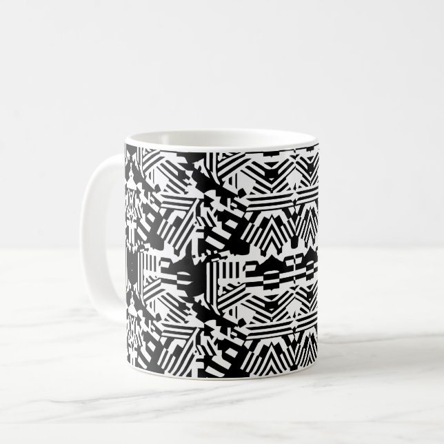 Abstrakta reflektioner: Linjer, kuber och monokrom Kaffemugg (Framsida vänster)