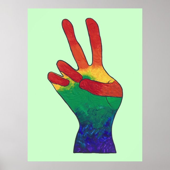 Abstrakta regnbågsfred handskylt anpassade posters (Framsidan)