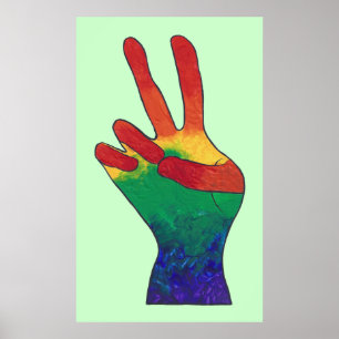 Abstrakta regnbågsfred handskylt anpassade posters