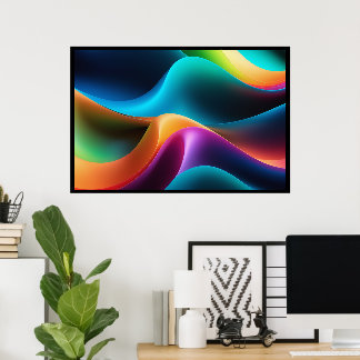 Abstrakta RGB-färgars vågor Volumetrisk fet affisc Poster