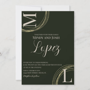Abstrakta ringar Skript Monogram Bröllop Inbjudningar