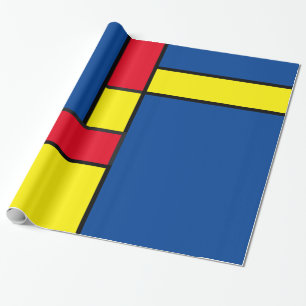 Abstrakta röda, gula och blå block geometriska presentpapper
