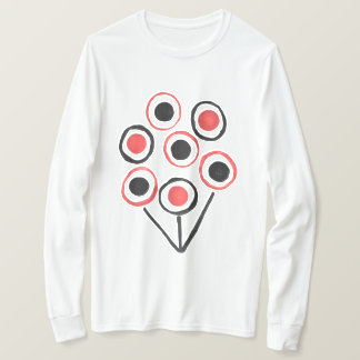 Abstrakta röda och svarta cirklar blomma t shirt