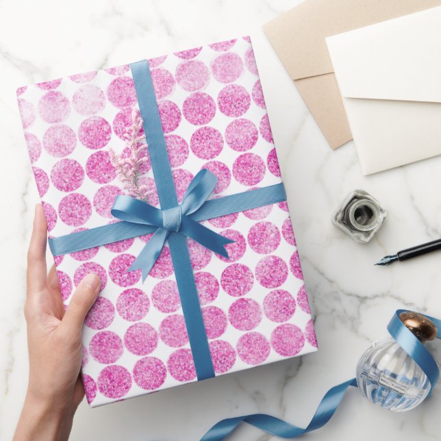 Abstrakta rosa glitterprickar presentpapper (Gifting)