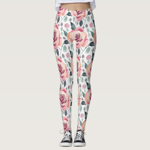 Abstrakta rosor i pastellfärger leggings
