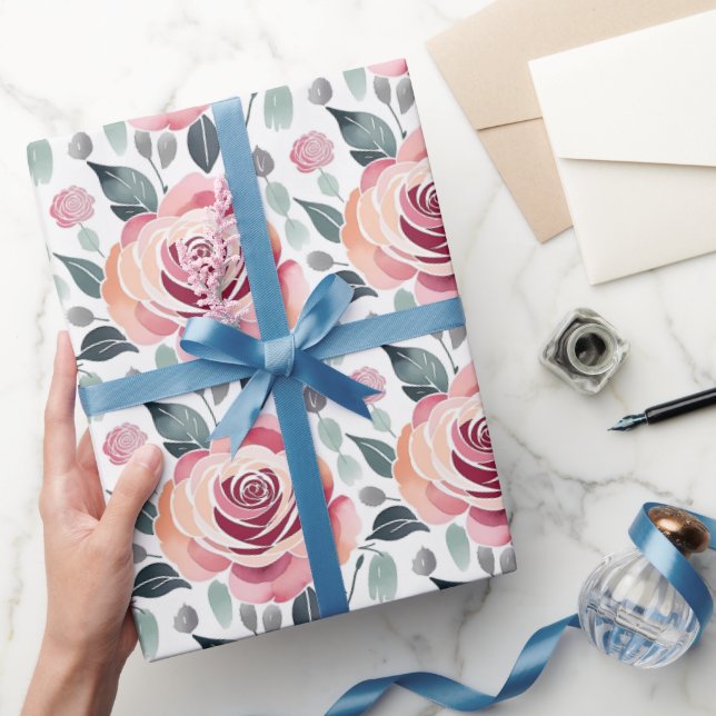 Abstrakta rosor i pastellfärger  presentpapper (Gifting)