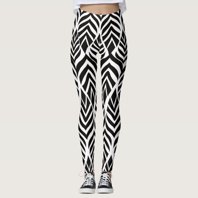 Abstrakta Safari Vilda Djur Tryck Leggings  (Framsida)