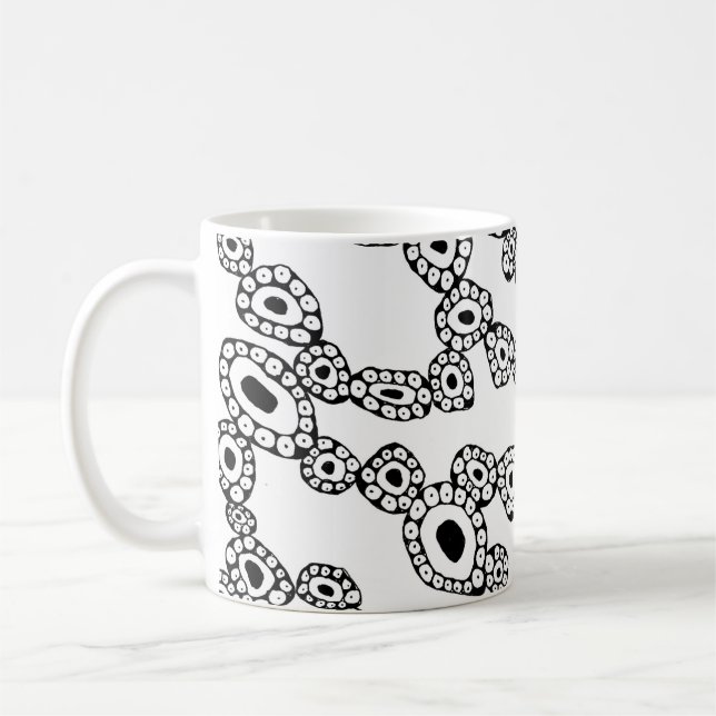 Abstrakta slumpmässiga cirkelblobbformer kaffemugg (Vänster)