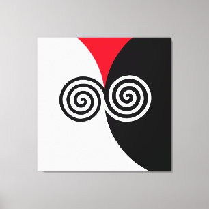 Abstrakta spiral cirklar på svart röd och vit canvastryck