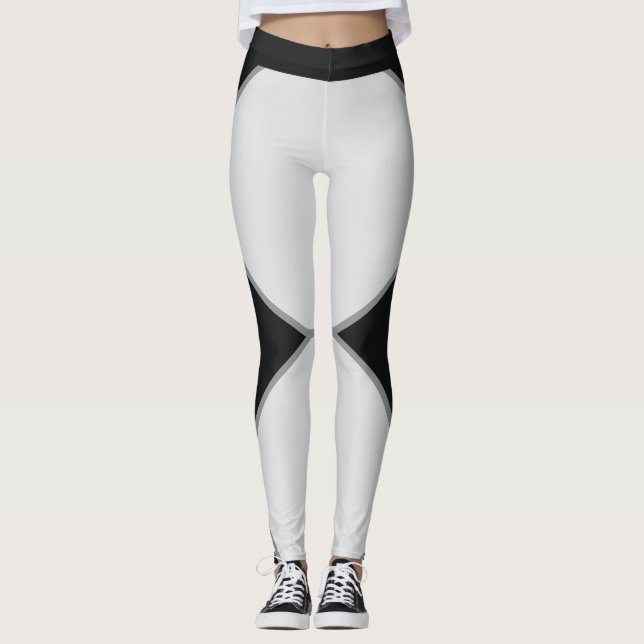 Abstrakta svarta och grå geometriska Leggings  (Framsida)