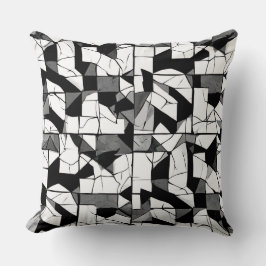 Abstrakta svarta och vita geometriska former kudde