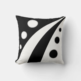 Abstrakta svarta och vita vågor med cirklar kudde