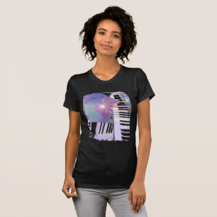 Abstrakta tangentbord och ränder tee shirt
