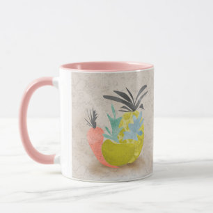 Abstrakta tecknade morötter ananas frukter mat re mugg