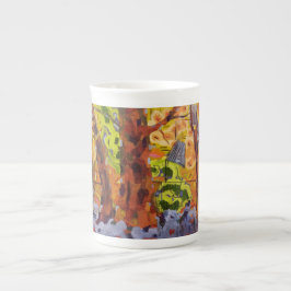 Abstrakta Träd Benporslin Mugg