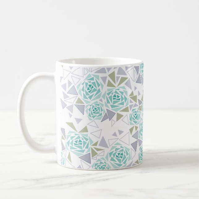 Abstrakta trianglar rosor modern mosaiktryck kaffemugg (Vänster)