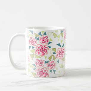Abstrakta trianglar rosor modern mosaiktryck kaffemugg