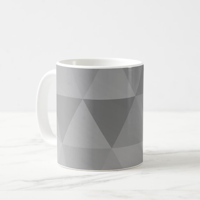 Abstrakta trianglars sömlösa mönster - grå version kaffemugg (Framsida vänster)