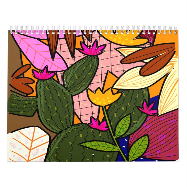 Abstrakta tropiska blad och blommor  kalender (Omslag)
