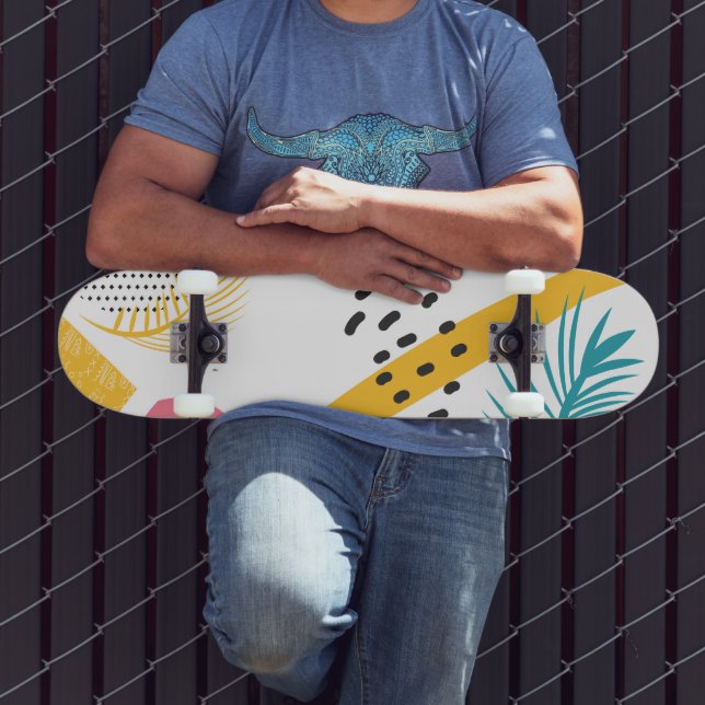 Abstrakta Tropiska Former Mini Skateboard Bräda 18,5 Cm (Utomhus 3)