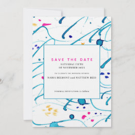 Abstrakta tropiska vågor bröllop spara datum inbjudningar