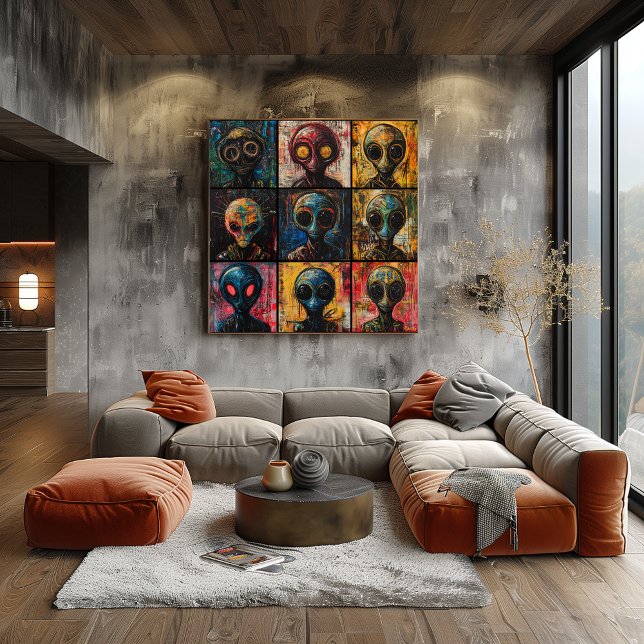 Abstrakta utomjordiska porträtt i graffiti popart  poster (Skapare uppladdad)